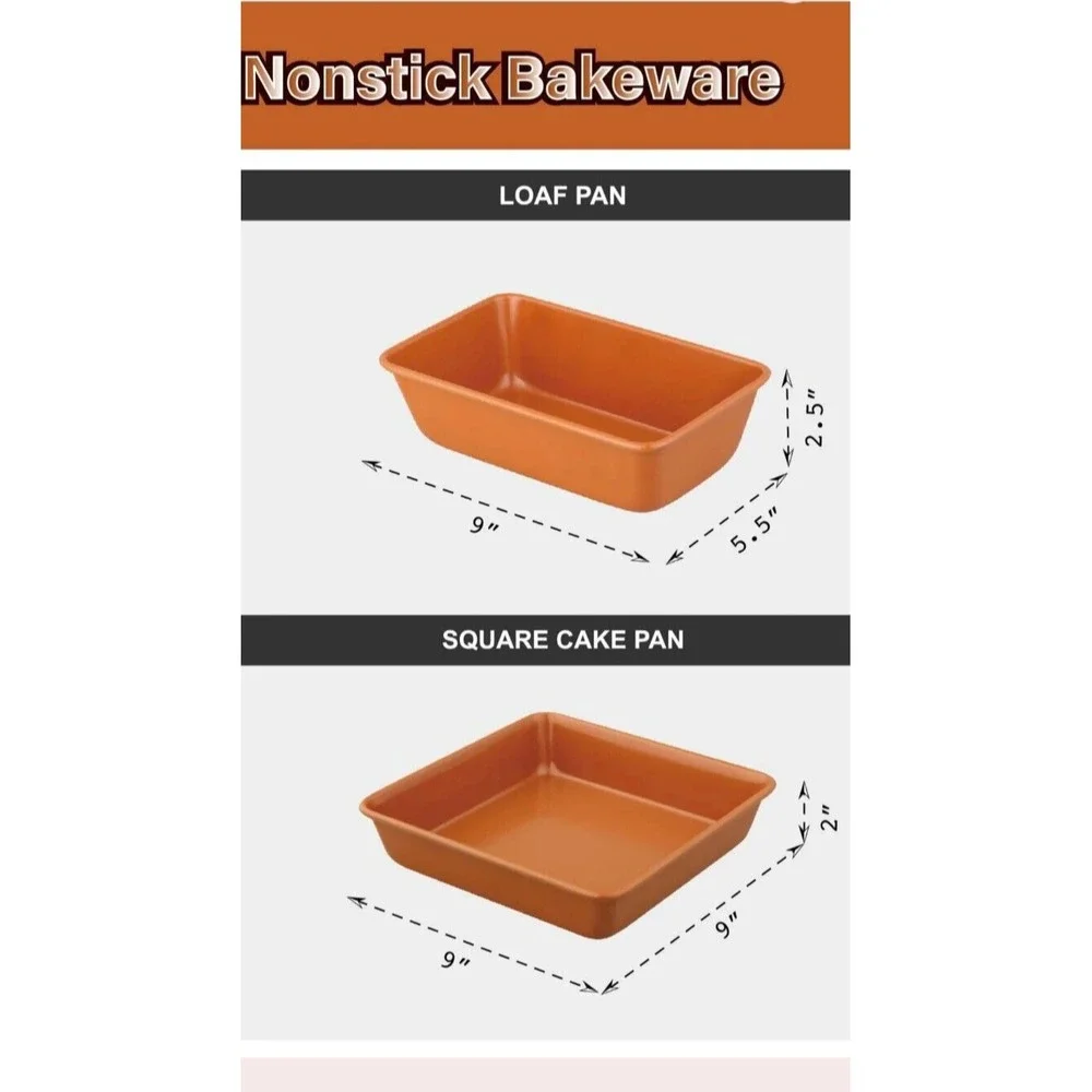 Culinary Edge Copper Ceramic Nonstick‎ Bakeware Set, Assorted Items, 4 Piece